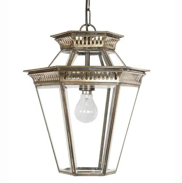 Georgian Hanging Lantern - Distressed, Brass