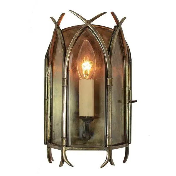 Gothic Wall Lantern - Natural Brass, Cast Brass