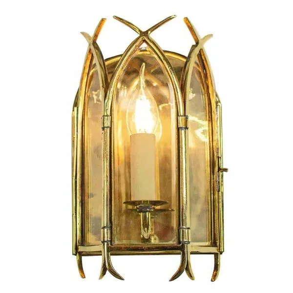 Gothic Wall Lantern - Polished Nickel, Cast Brass