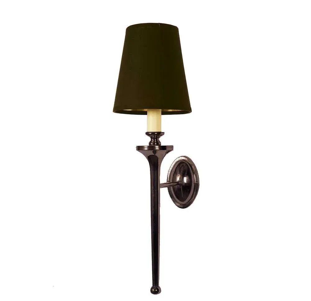 Grosvenor Wall Light - Distressed Brass, Black Shade