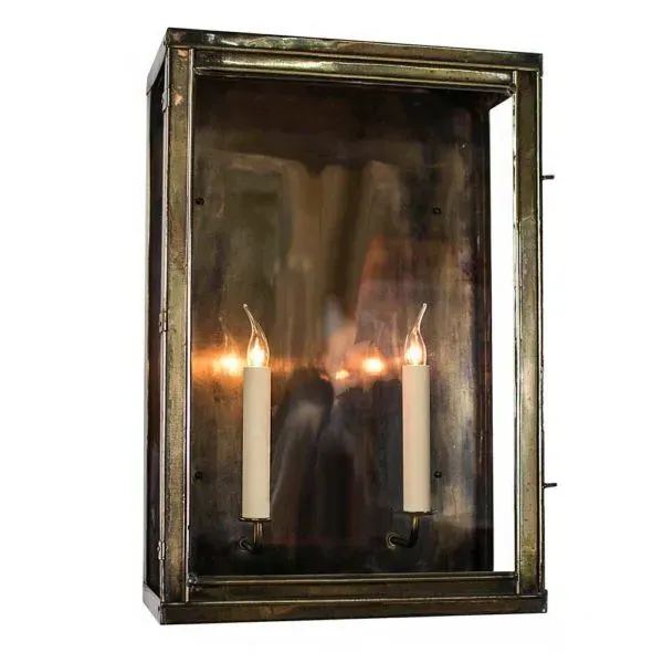 Large Box Wall Light - Distressed, Solid Brass