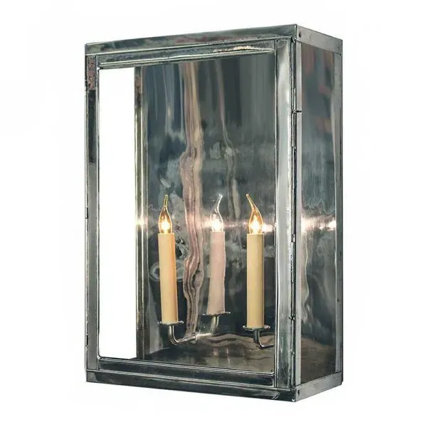 Large Box Wall Light - Nickel, Solid Brass