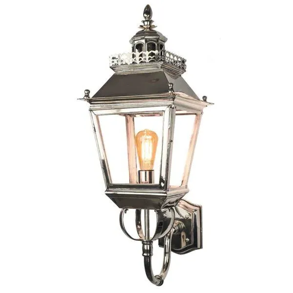 Large Bracket Lantern with Fretwork - Distressed, Brass