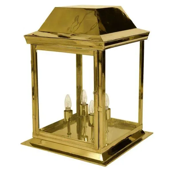 Large Gate Lantern IP44 - Distressed, Brass