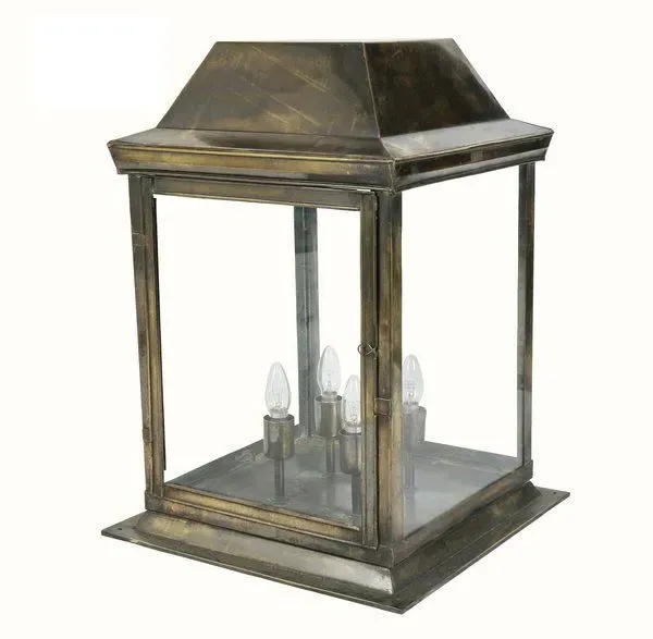 Large Gate Lantern IP44 - Distressed, Brass