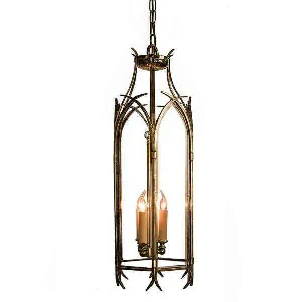 Large Gothic Hanging Lantern - Brass, Cast Brass