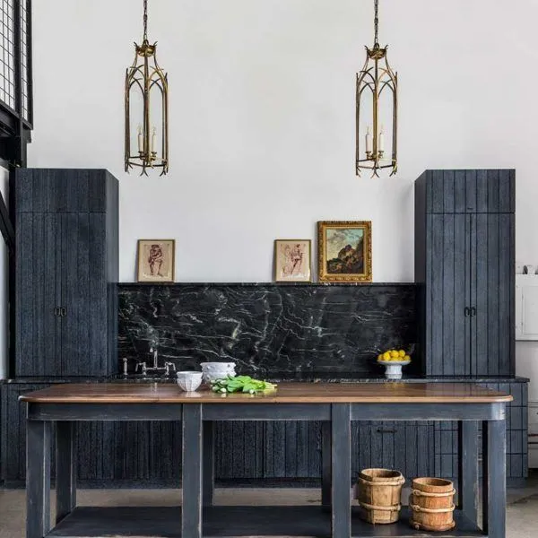 Large Gothic Hanging Lantern - Distressed, Cast Brass