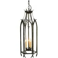 Large Gothic Hanging Lantern - Distressed, Cast Brass