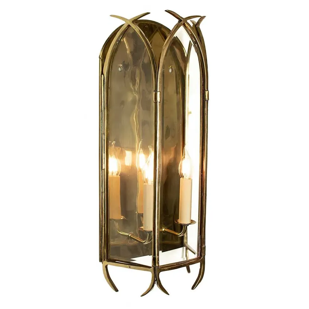 Large Gothic Wall Lantern - Old Antique, Cast Brass