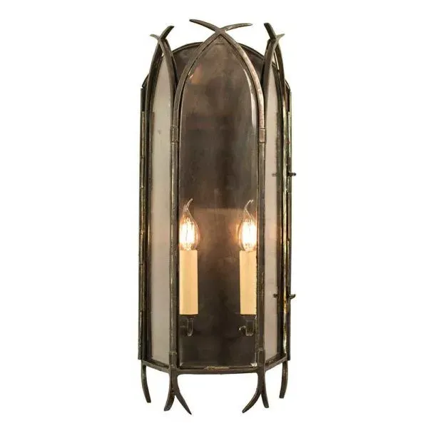 Large Gothic Wall Lantern - Old Antique, Cast Brass