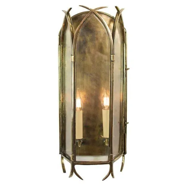 Large Gothic Wall Lantern - Polished Brass, Cast Brass