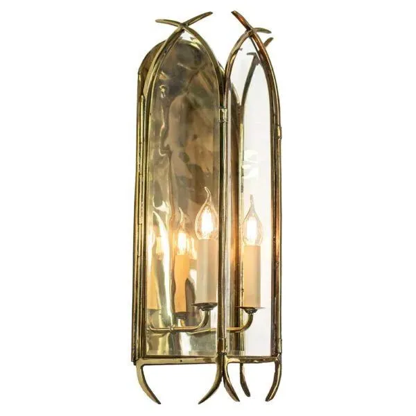 Large Gothic Wall Lantern - Polished Brass, Cast Brass