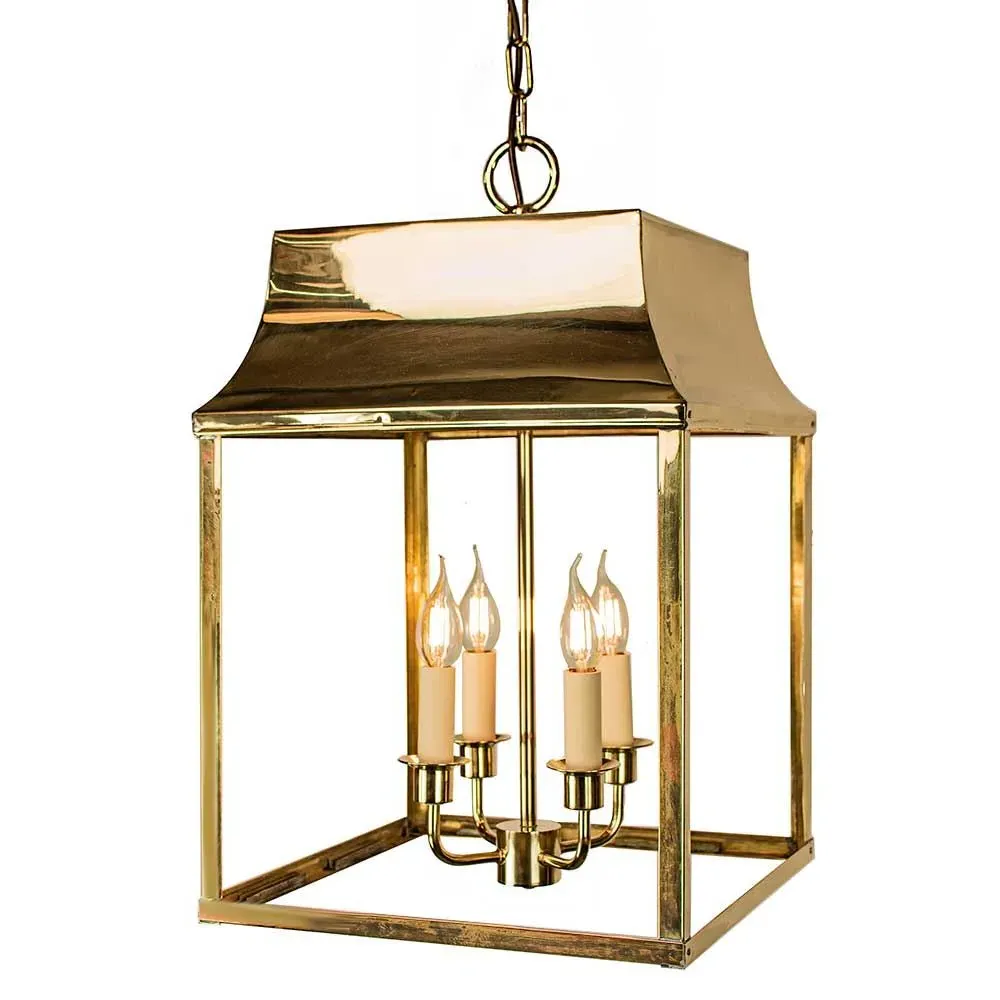 Large Hanging Lantern - Antique, Brass