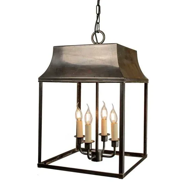 Large Hanging Lantern - Natural, Brass