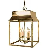 Large Hanging Lantern - Natural, Brass