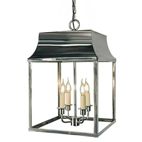 Large Hanging Lantern - Polished, Brass