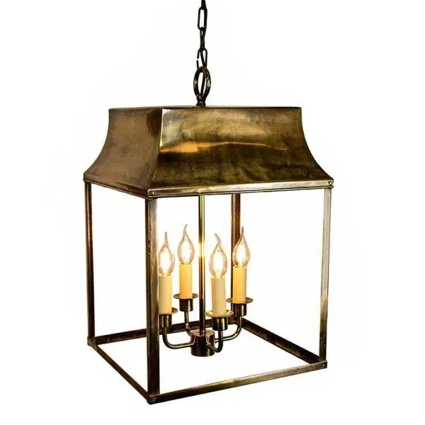 Large Hanging Lantern - Polished, Nickel