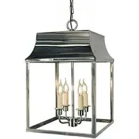 Large Hanging Lantern - Polished, Nickel