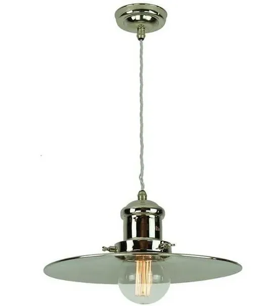 Large Single Pendant Light - Nickel, Brass