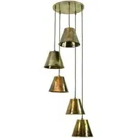 Map Room 5-Light Cluster Pendant Light - Distressed, Brass