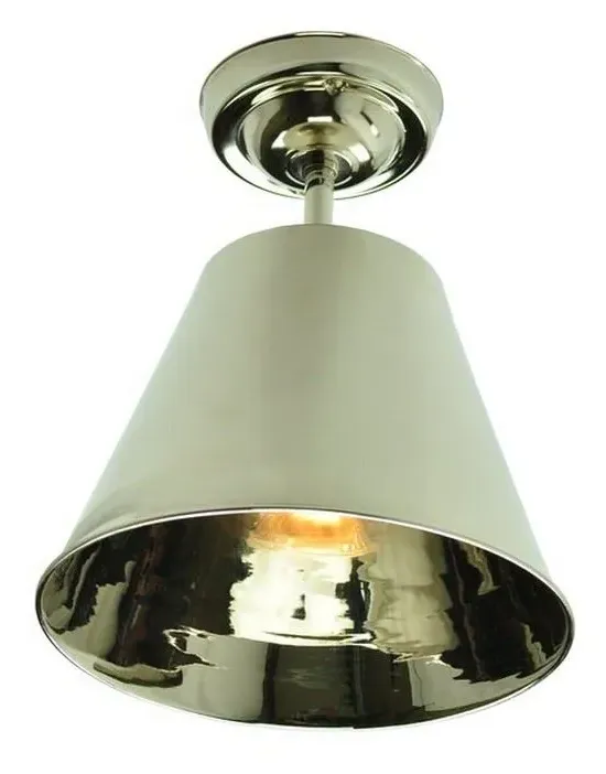 Map Room Flush Ceiling Pendant - Polished Nickel, Brass