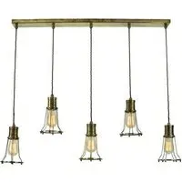 Marconi 5-Light Multiple Pendant Light - Distressed, Brass