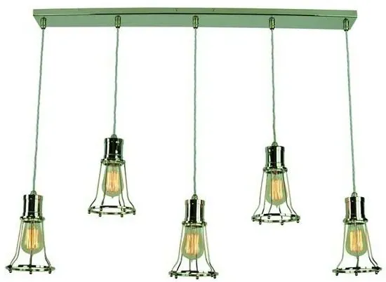 Marconi 5-Light Multiple Pendant Light - Polished Nickel, Brass