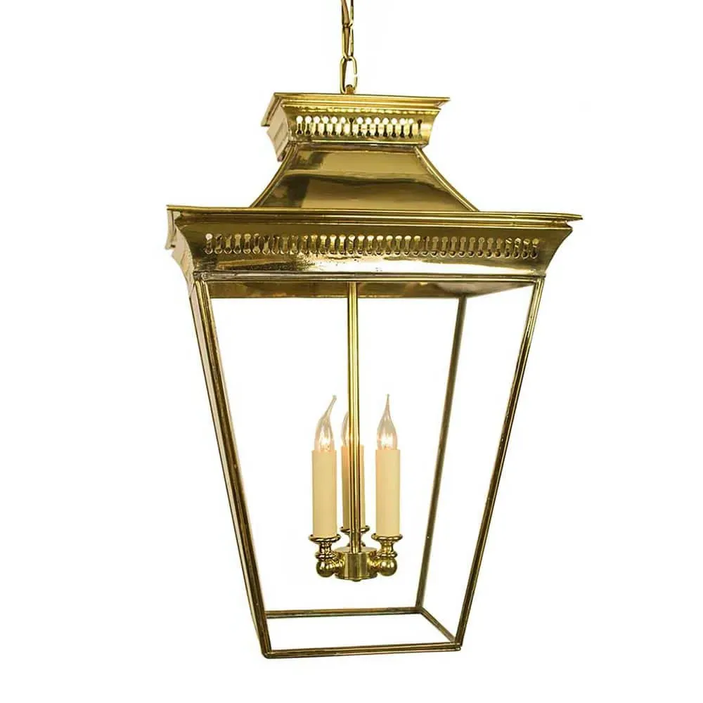 Pagoda Large Pendant Light - Lacquered Polished Brass