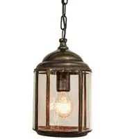 Pendant Light with Bevelled Glass - Antique Brass