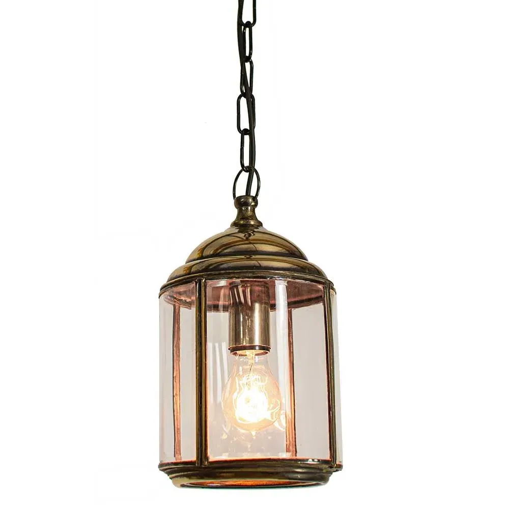 Pendant Light with Bevelled Glass - Distressed Brass