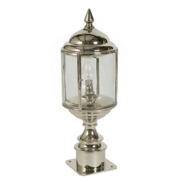 Short Pillar Lamp with Glass - Antique, Brass