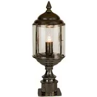 Short Pillar Lamp with Glass - Antique, Brass