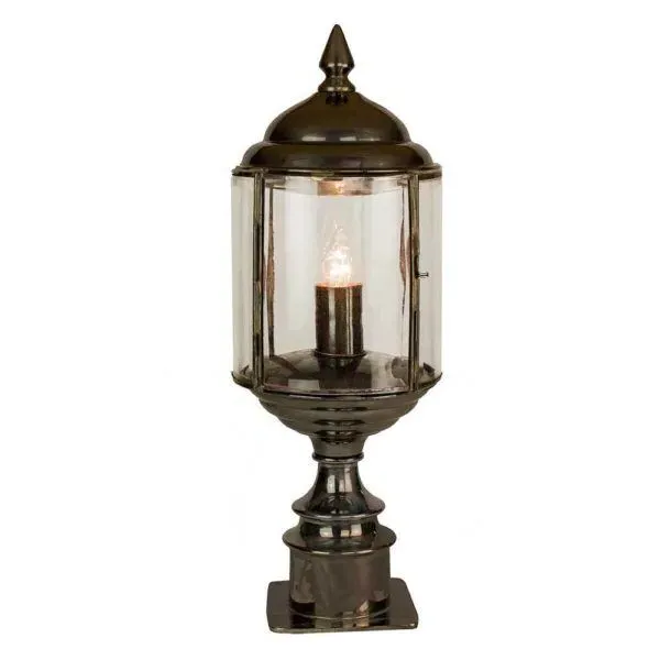 Short Pillar Lamp with Glass - Antique, Brass