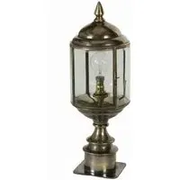 Short Pillar Lamp with Glass - Distressed, Brass