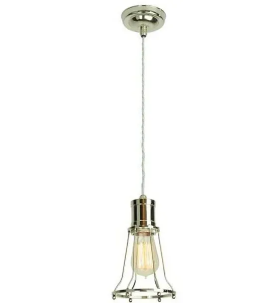 Single Pendant Light with Cage - Brass