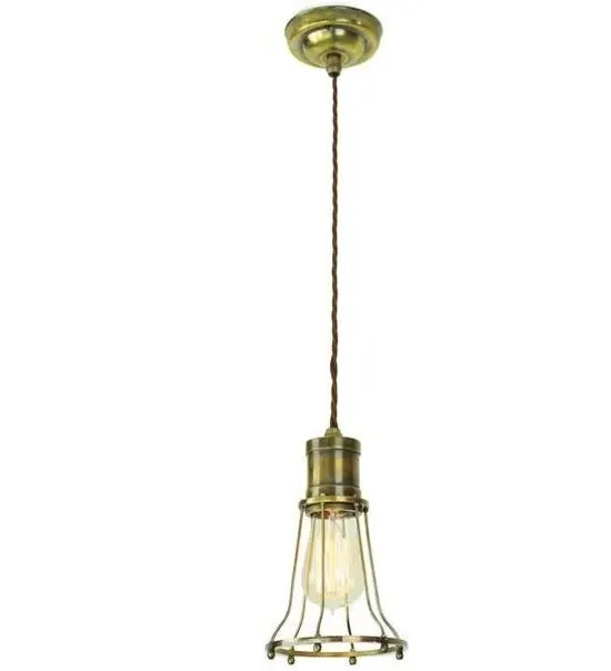Single Pendant Light with Cage - Brass image