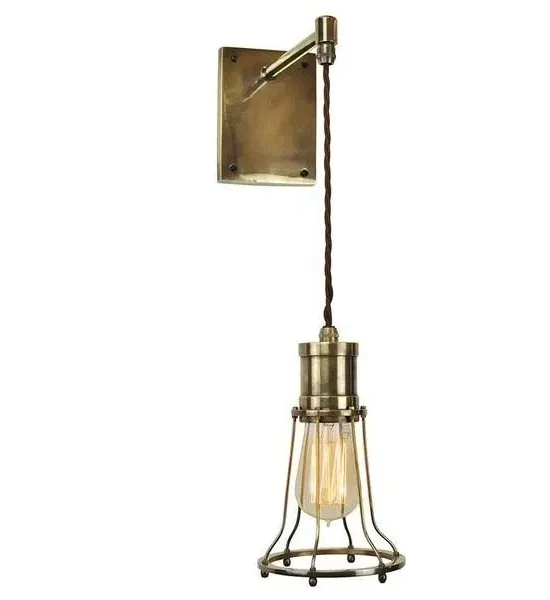 Single Wall Light with Cage - Distressed, Brass
