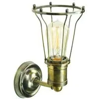 Single Wall Light with Cage - Distressed, Brass