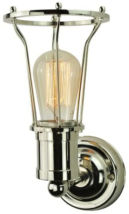 Single Wall Light with Cage - Nickel, Brass