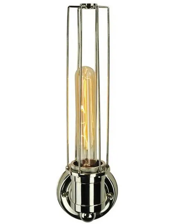 Single Wall Light with Cage - Nickel, Metal