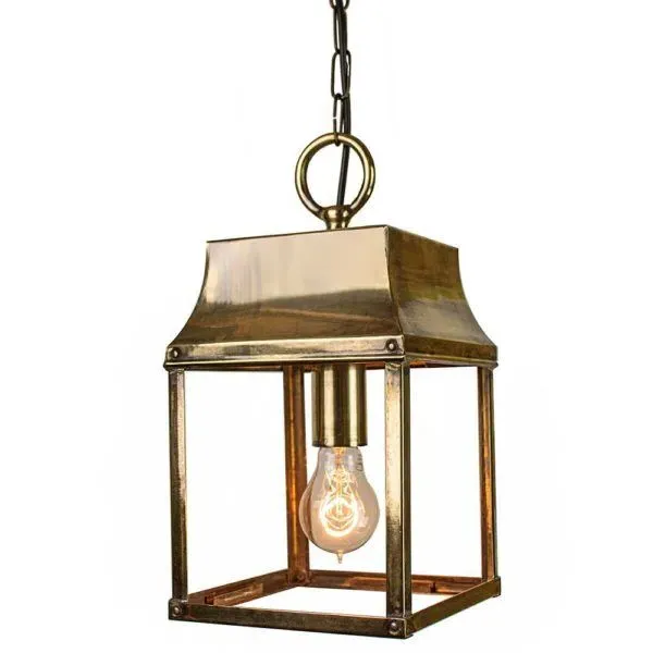 Small Hanging Lantern - Natural, Brass