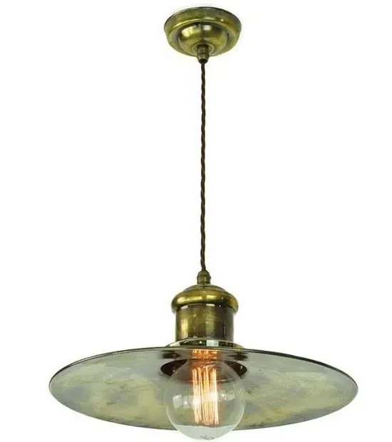 Small Single Pendant Light - Distressed, Brass