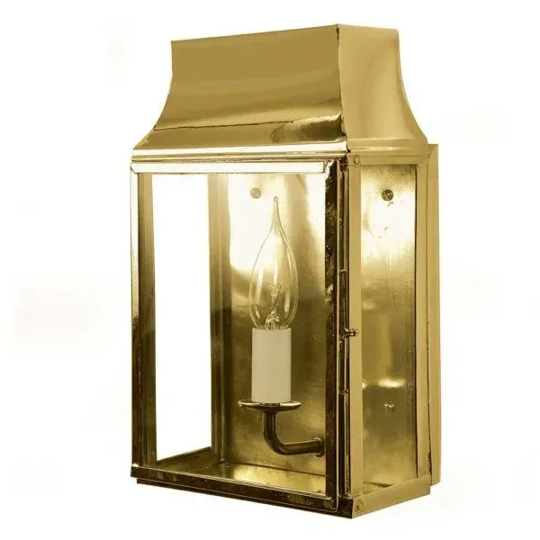 Small Wall Lantern with Hinged Door - Brass