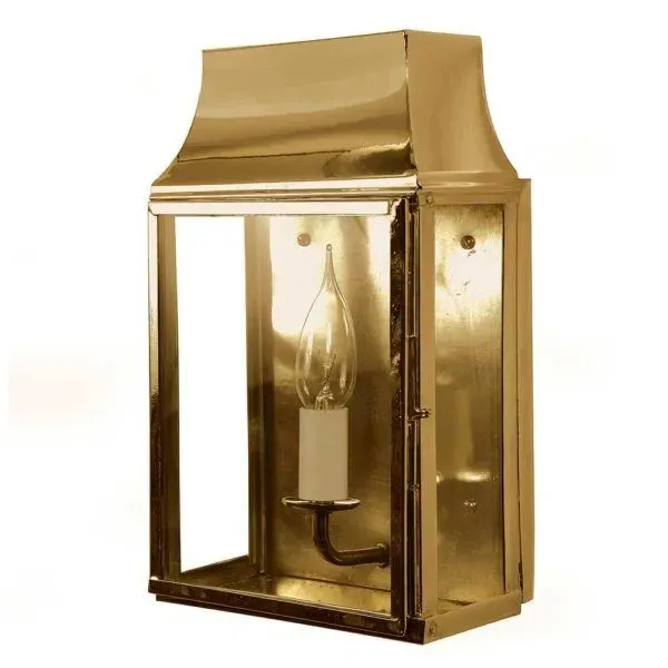 Small Wall Lantern with Hinged Door - Brass