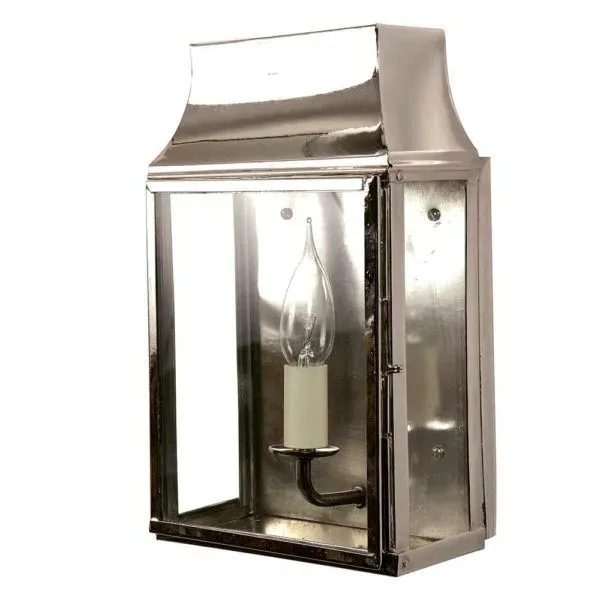 Small Wall Lantern with Hinged Door - Nickel