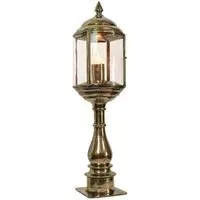 Tall Pillar Lamp with Glass - Distressed, Brass