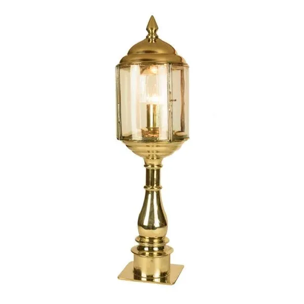Tall Pillar Lamp with Glass - Polished, Brass