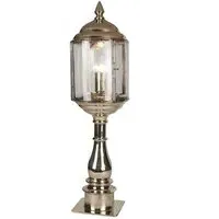 Tall Pillar Lamp with Glass - Polished, Nickel