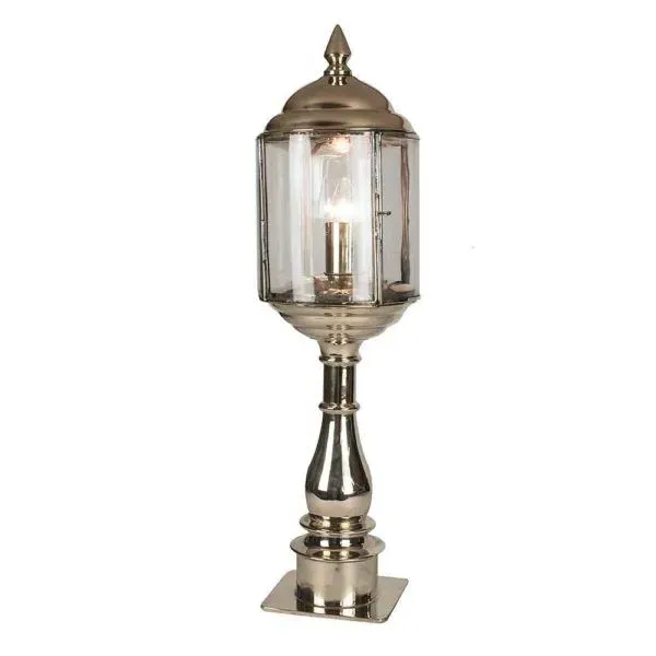 Tall Pillar Lamp with Glass - Polished, Nickel