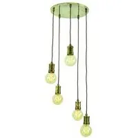 Tommy 5 Light Cluster Pendant Light - Distressed, Brass